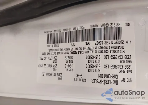 2007 Dodge Grand Caravan Sxt from USA, damaged, VIN 2D4GP44L17R112007